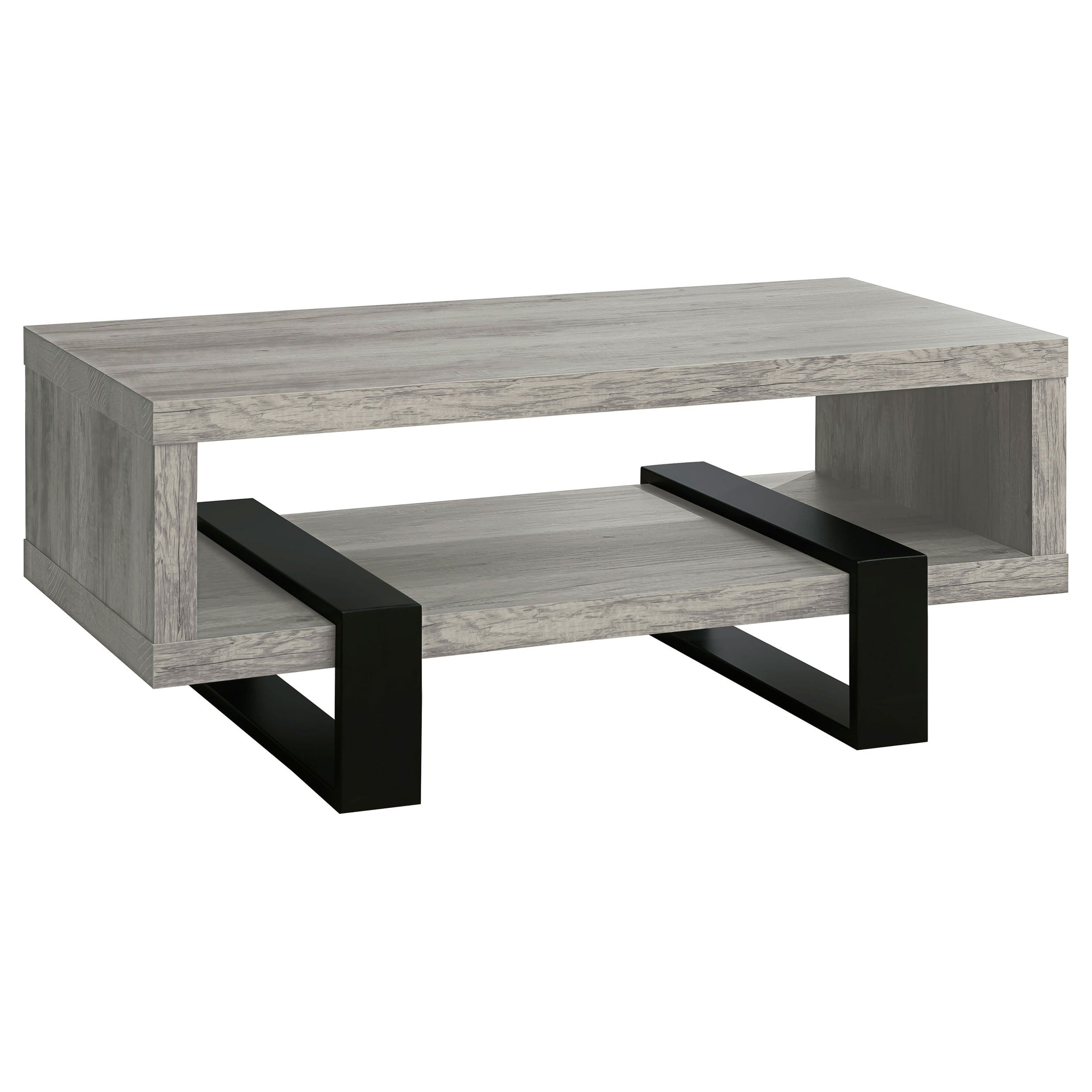 Mesa de centro Dinard de madera de ingeniería, color gris Driftwood