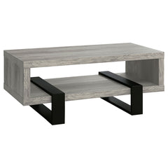 Mesa de centro Dinard de madera de ingeniería, color gris Driftwood