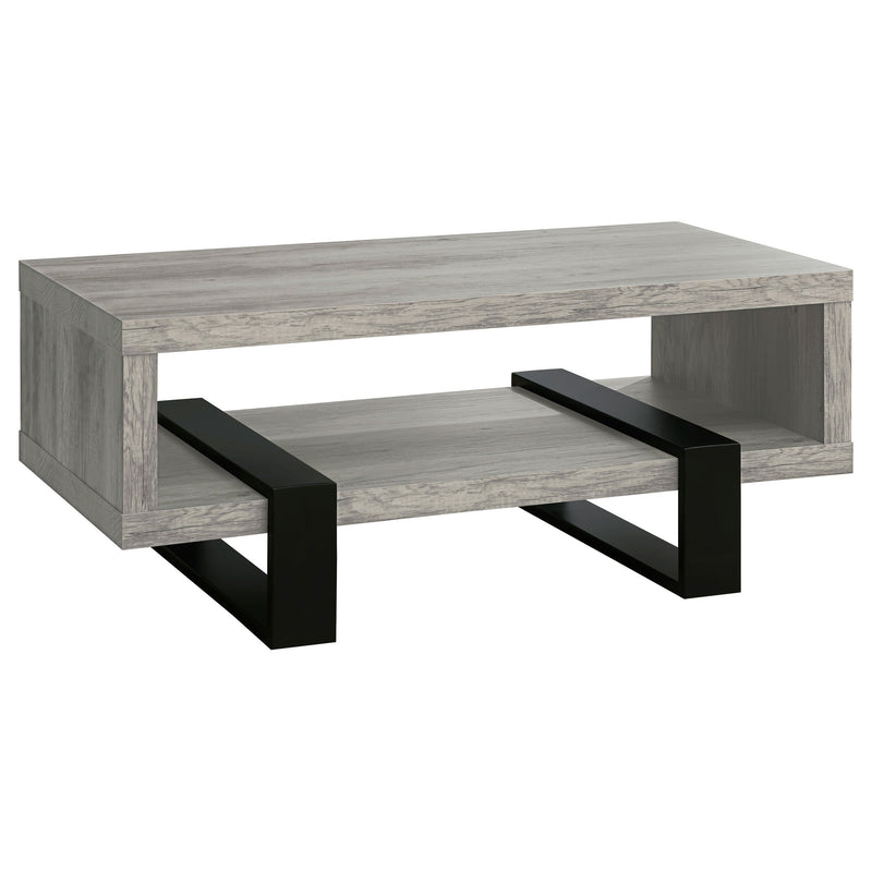 Mesa de centro Dinard de madera de ingeniería, color gris Driftwood