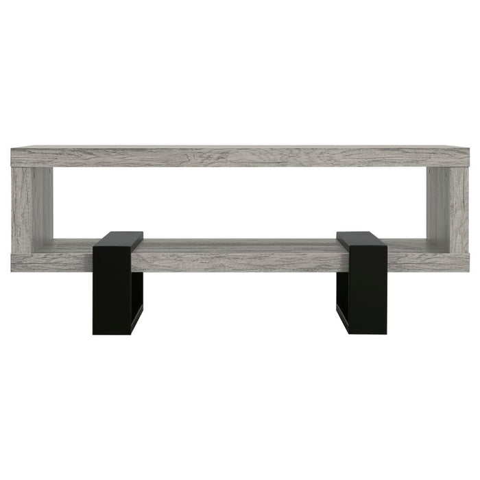 Coffee Table With Shelf Grey Driftwood - Canales Furniture