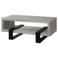 Mesa de centro Dinard de madera de ingeniería, color gris Driftwood