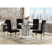Noralie 52"Dia Glam Dining Table with Glass Top & Pedestal Base