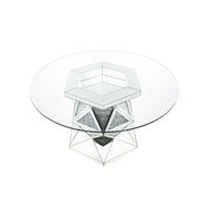 Mesa de comedor Noralie Glam de 132 cm de diámetro con base de pedestal multifacética