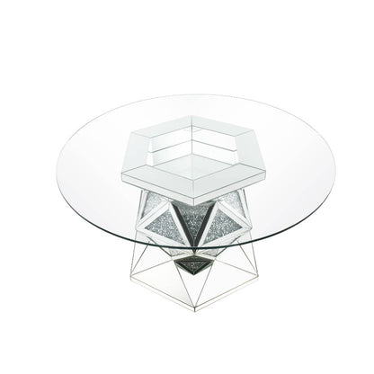 Noralie 52"Dia Glam Dining Table with Multi-Faceted Pedestal Base