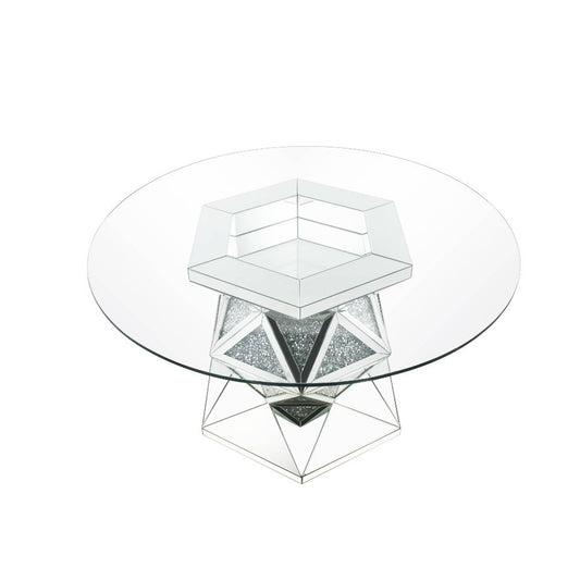 Noralie 52"Dia Glam Dining Table with Multi-Faceted Pedestal Base