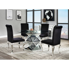 Mesa de comedor Noralie Glam de 132 cm de diámetro con base de pedestal multifacética