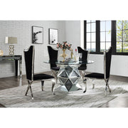 Mesa de comedor Noralie Glam de 132 cm de diámetro con base de pedestal multifacética