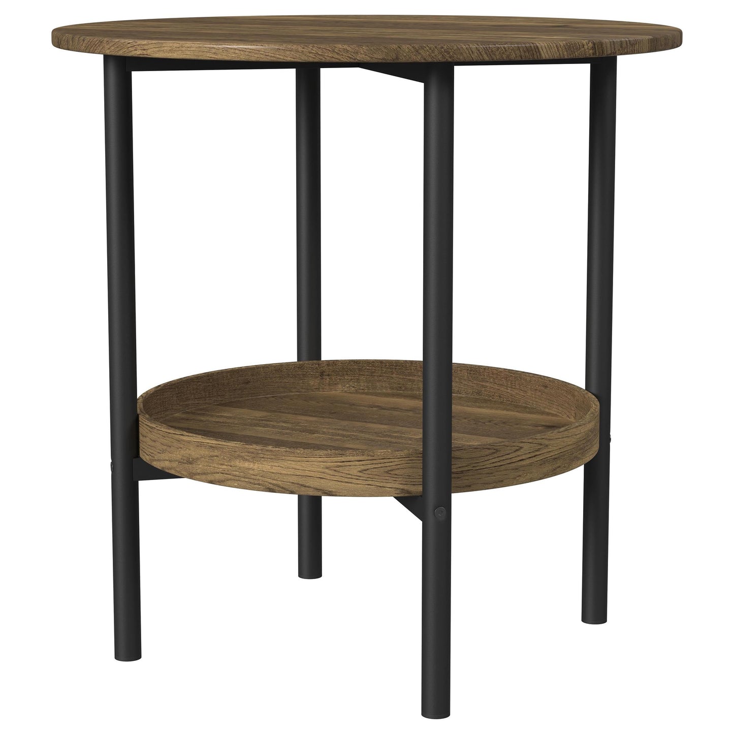 Delfin Round Coffee and End Table Set Brown