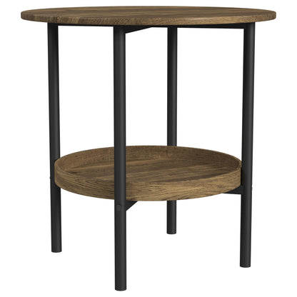 Delfin Round Coffee and End Table Set Brown