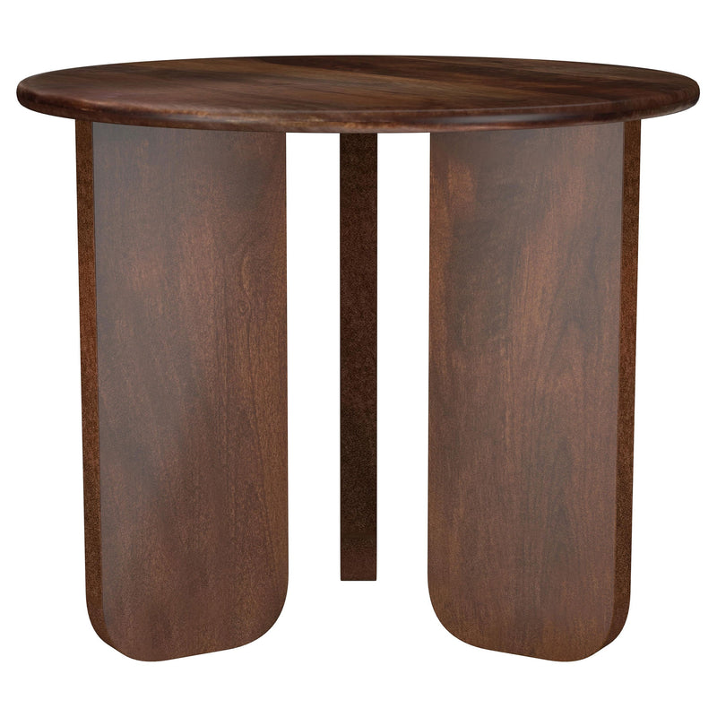 Mesa auxiliar redonda Dale de madera maciza de mango marrón