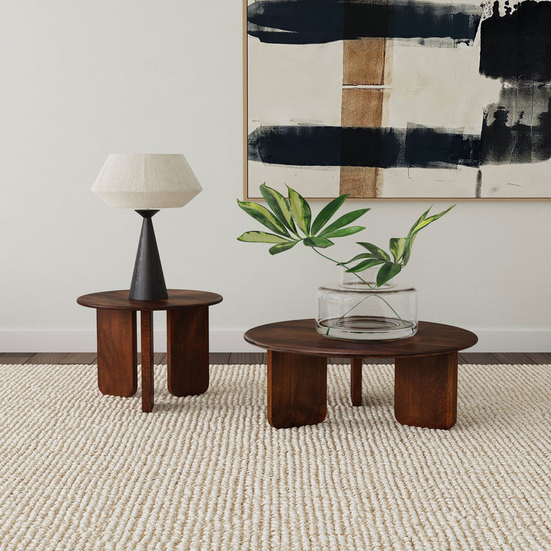 Juego de mesa de centro y auxiliar de madera maciza Dale marrón
