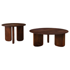 Juego de mesa de centro y auxiliar de madera maciza Dale marrón