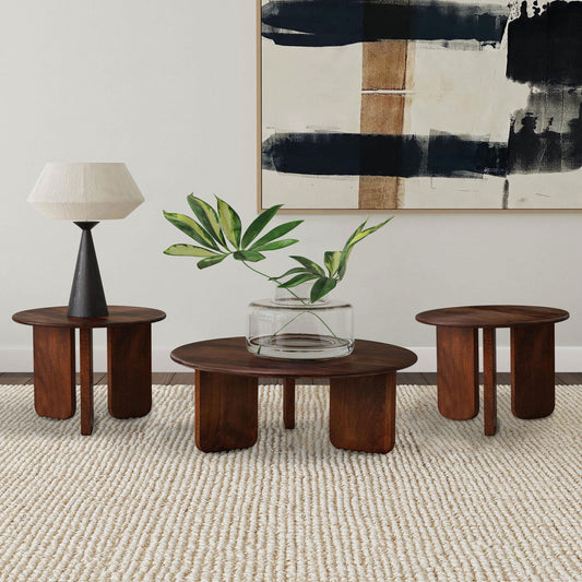 Dale Solid Wood Coffee and End Table Set Brown