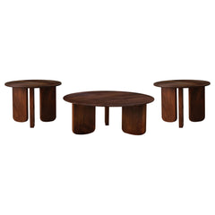 Juego de mesa de centro y auxiliar de madera maciza Dale marrón