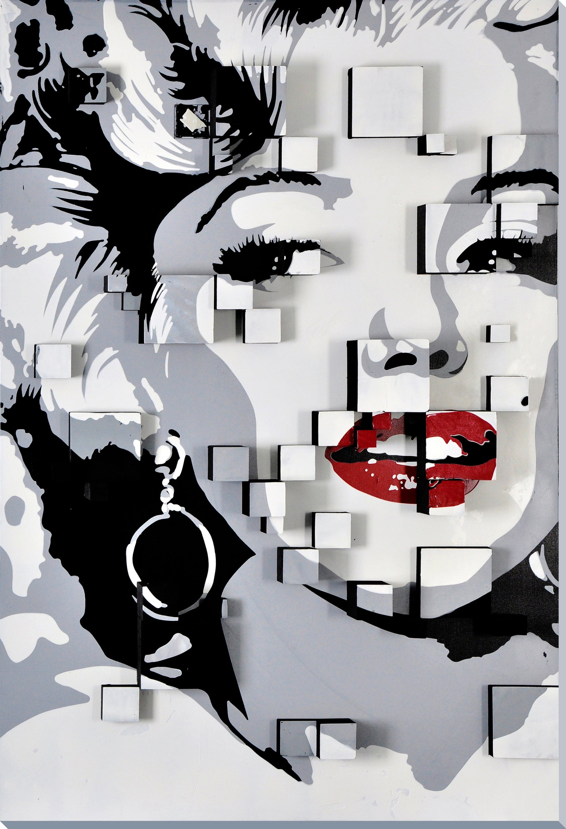 ''Pop Glam 3D Marilyn Abstract'' Hand-painted 3D Canvas