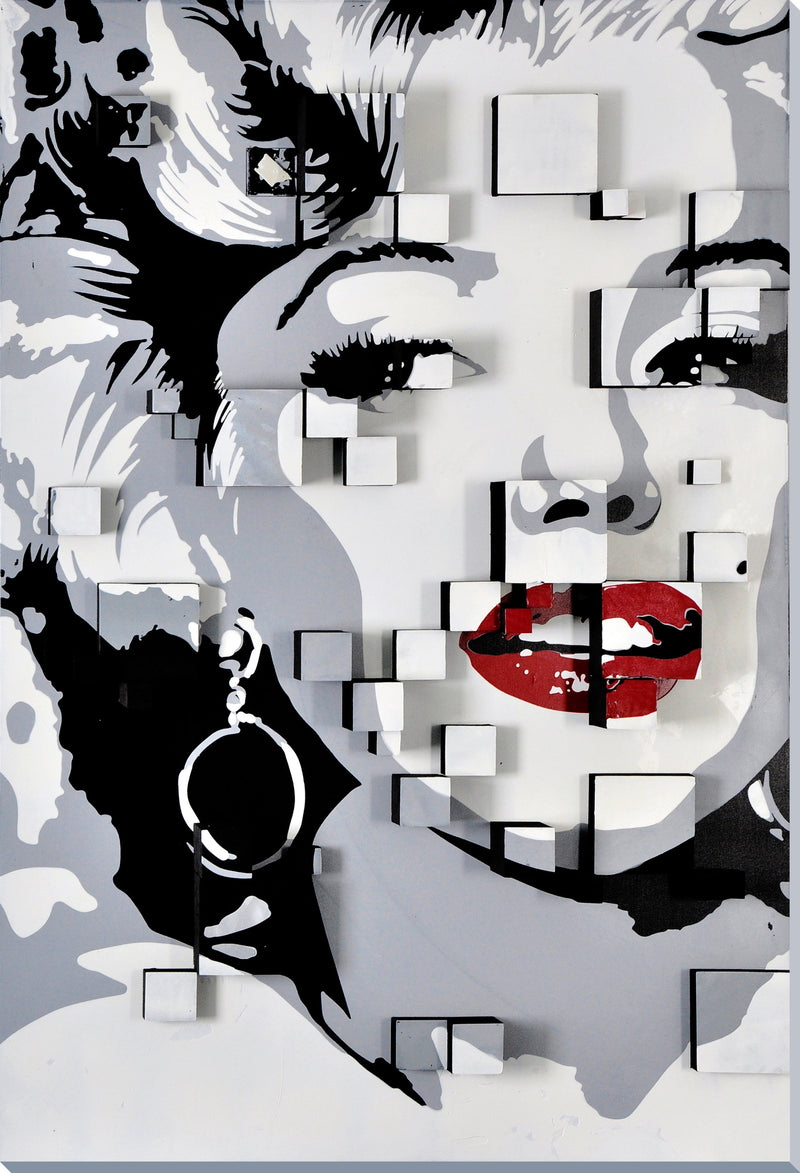 ''Pop Glam 3D Marilyn Abstract'' Hand-painted 3D Canvas