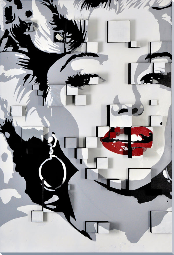 ''Pop Glam 3D Marilyn Abstract'' Hand-painted 3D Canvas