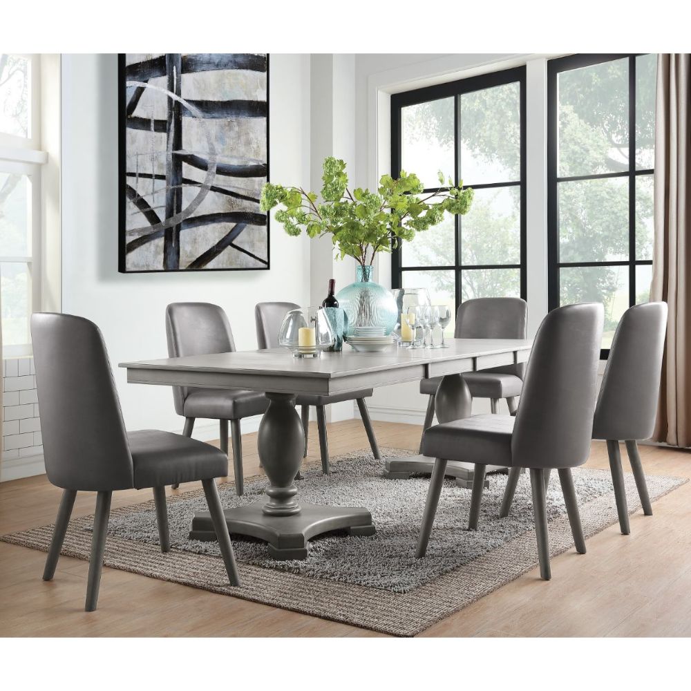 Waylon Dining Table - Gray Oak (42"D x 60" ~ 96"W (Includes 2 x 18" Leaves))