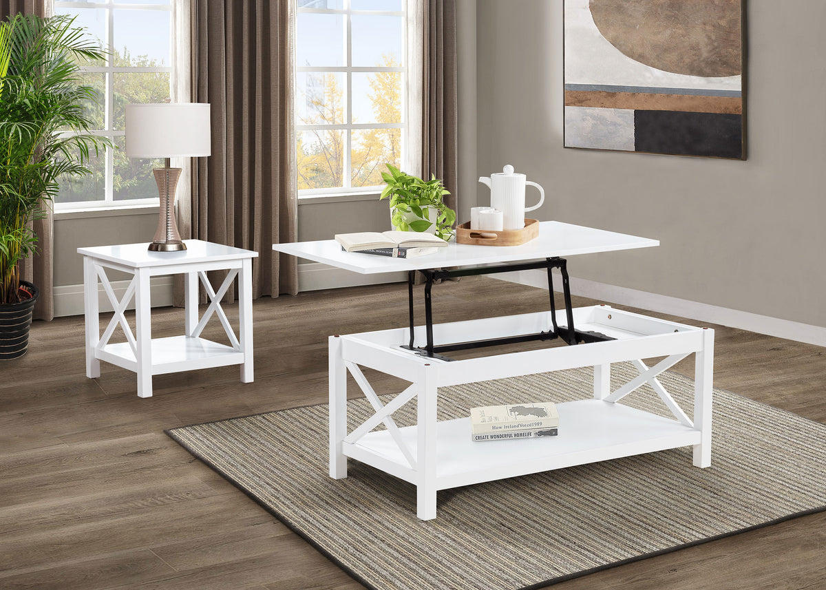 Skyview 2-piece Rectangular Lift Top Coffee Table Set White