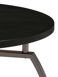 Mesa auxiliar redonda Dacre con tablero de madera de ingeniería, color carbón oscuro