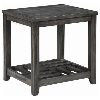 Mesa auxiliar de madera cuadrada de 1 estante Cliffview, color gris