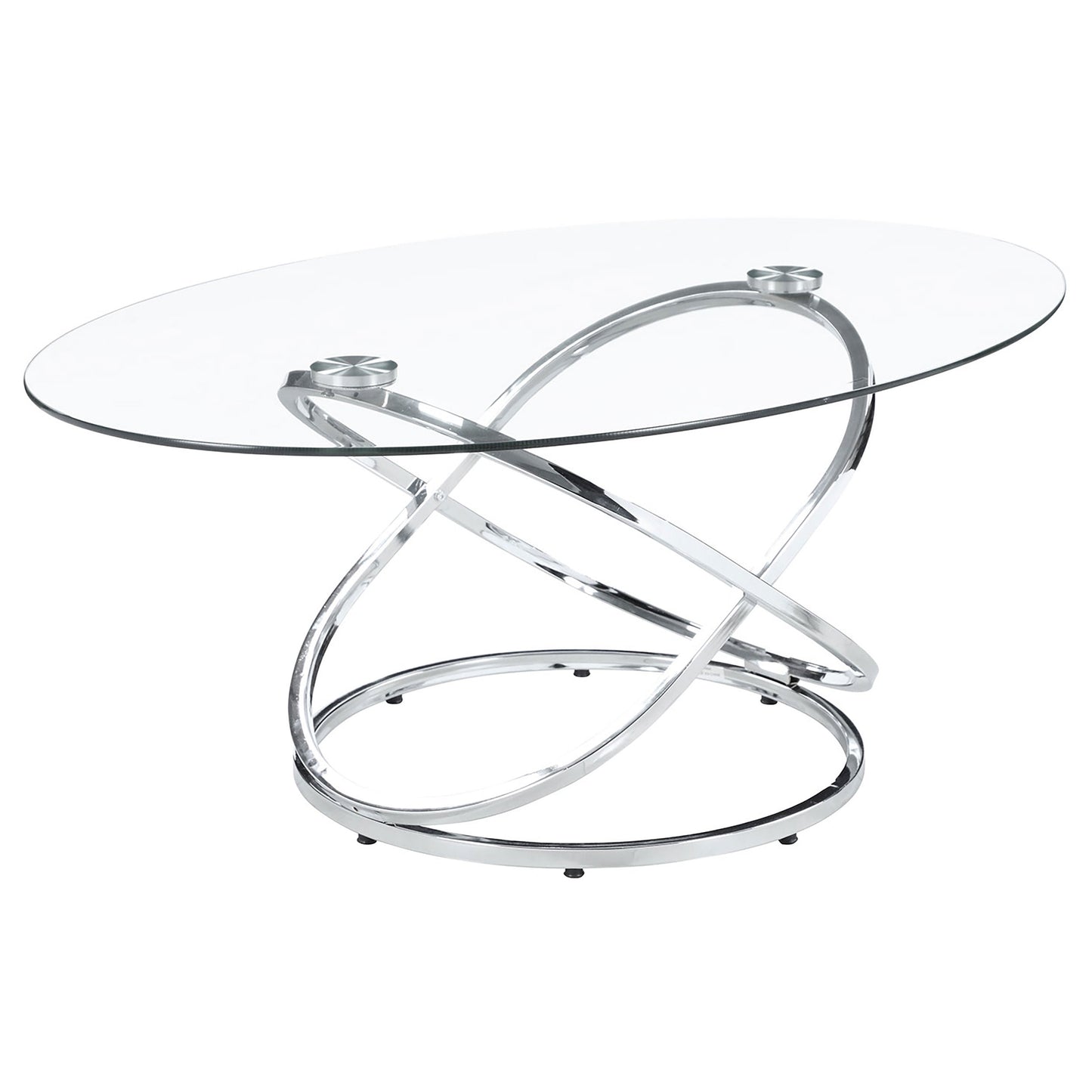 Warren Oval Glass Top Coffee Table Set Chrome