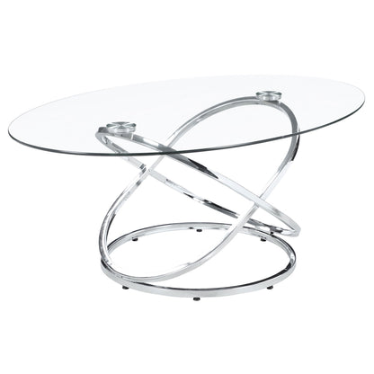 Warren Oval Glass Top Coffee Table Set Chrome