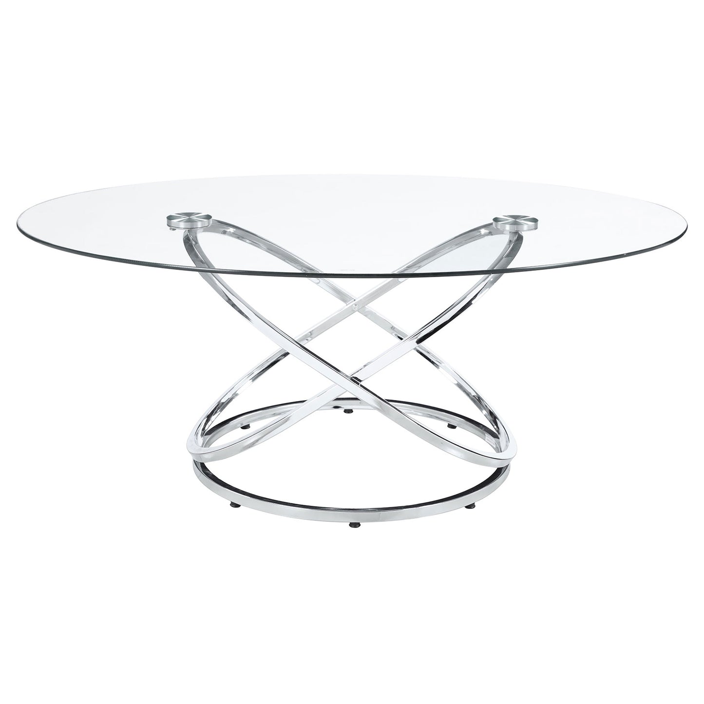 Warren Oval Glass Top Coffee Table Set Chrome