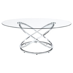 Juego de mesa de centro Warren con tapa de vidrio ovalada y cromo