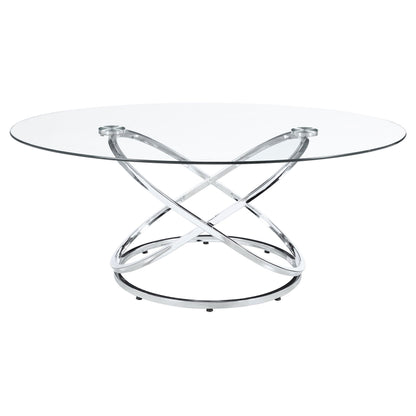 Warren Oval Glass Top Coffee Table Set Chrome