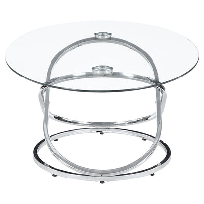 Warren Oval Glass Top Coffee Table Set Chrome
