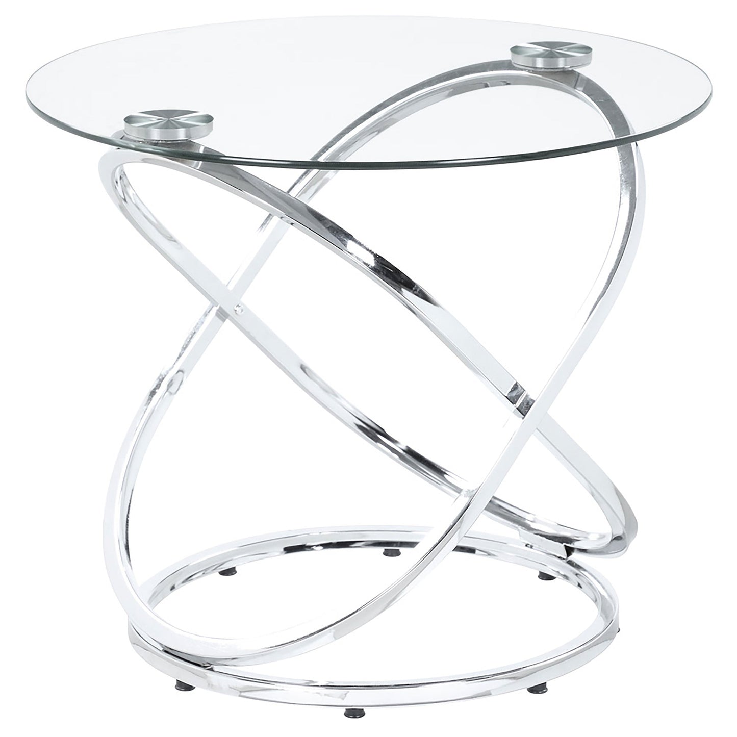 Warren Oval Glass Top Coffee Table Set Chrome