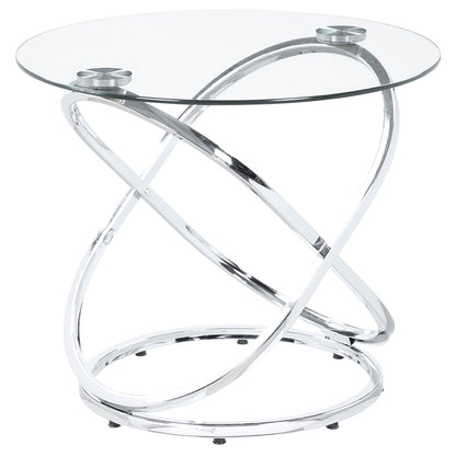 Warren Oval Glass Top Coffee Table Set Chrome