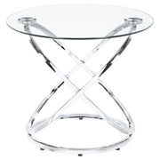 Juego de mesa de centro Warren con tapa de vidrio ovalada y cromo