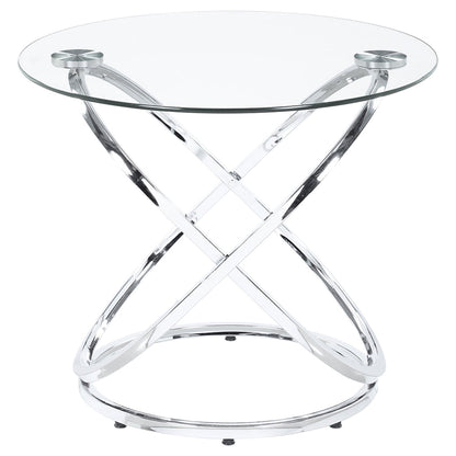 Warren Oval Glass Top Coffee Table Set Chrome