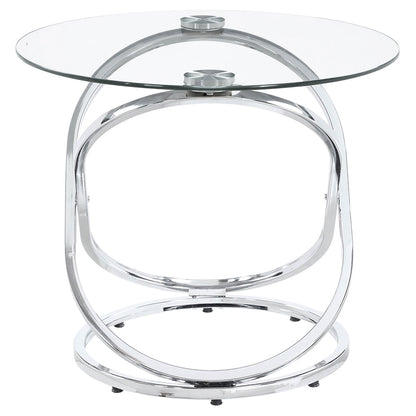 Warren Oval Glass Top Coffee Table Set Chrome