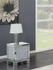 Mesa auxiliar rectangular de acrílico con espejo Gillian, color plateado