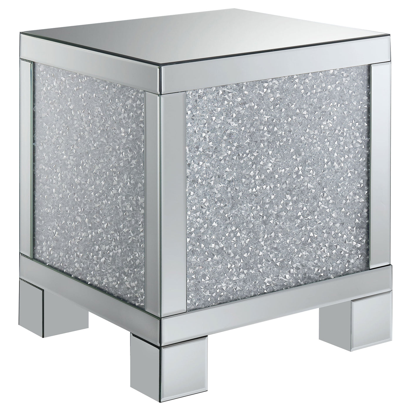 Mesa auxiliar rectangular de acrílico con espejo Gillian, color plateado