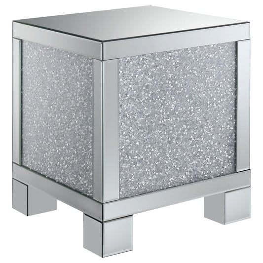 Gillian Rectangular Mirrored Acrylic Side End Table Silver