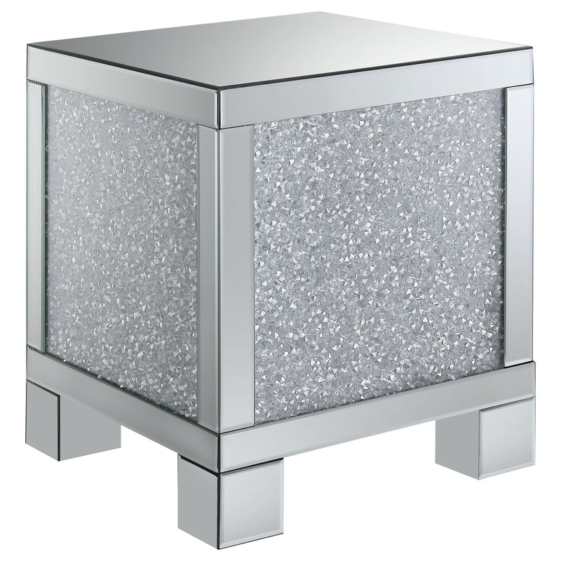 Mesa auxiliar rectangular de acrílico con espejo Gillian, color plateado