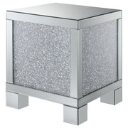Mesa auxiliar rectangular de acrílico con espejo Gillian, color plateado