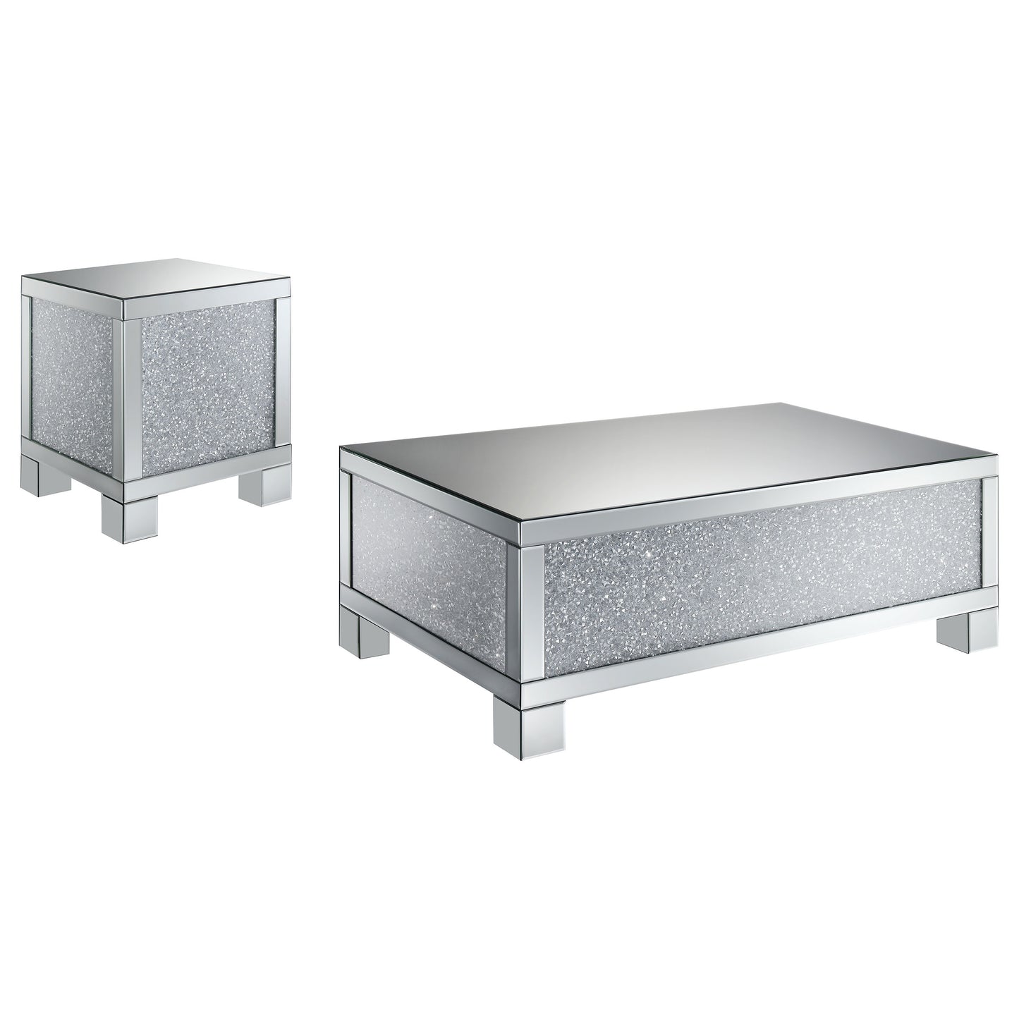 Gillian Mirrored Coffee and End Table Set Silver