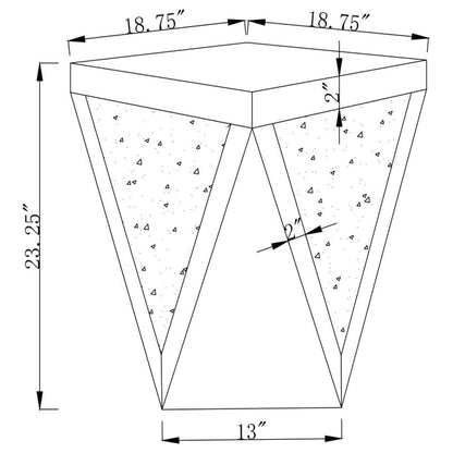 Mesa auxiliar cuadrada Amore con espejo de cristal acrílico, color plateado