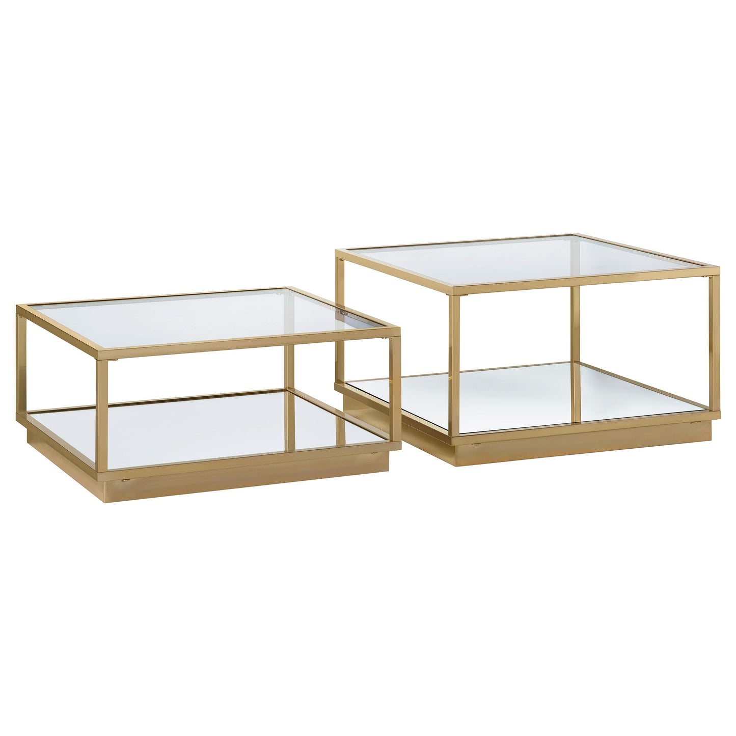 Renee Square Coffee Table Set Rose Brass