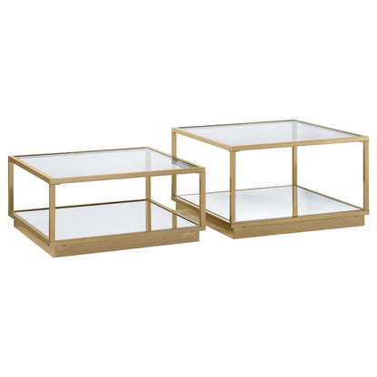 Renee Square Coffee Table Set Rose Brass