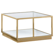 Juego de mesa de centro cuadrada Renee de latón rosa
