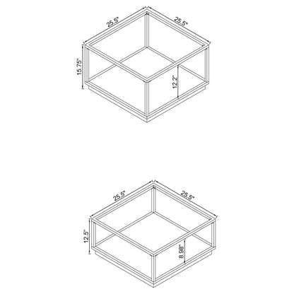 Renee Square Coffee Table Set Rose Brass