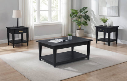 Lindenton 3-piece Wood Lift-Top Coffee and End Table Set Black