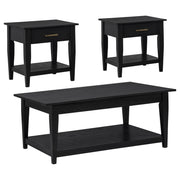 Lindenton 3-piece Wood Lift-Top Coffee and End Table Set Black