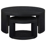 Sweeney 2-piece Round Wood Occasional Nesting Table Set Black